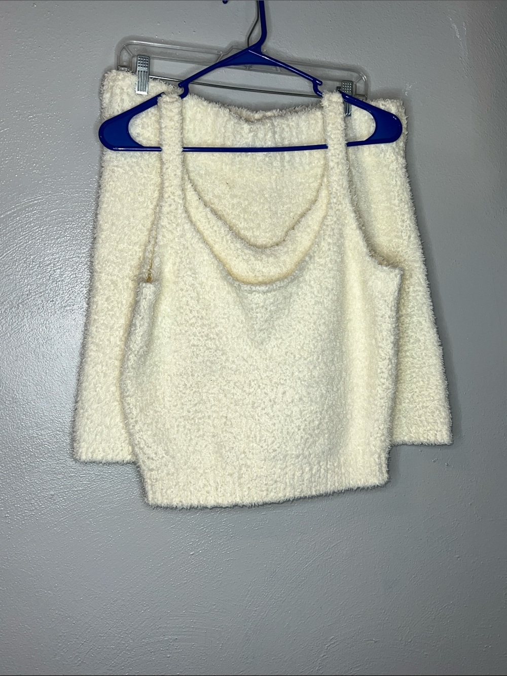 Skims Cozy Cream Bouclé Sweater Tank and Shorts